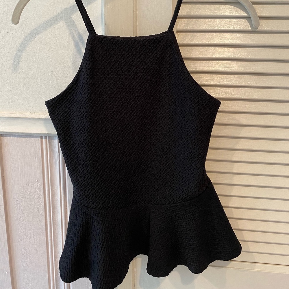 Textured Black Peplum Top